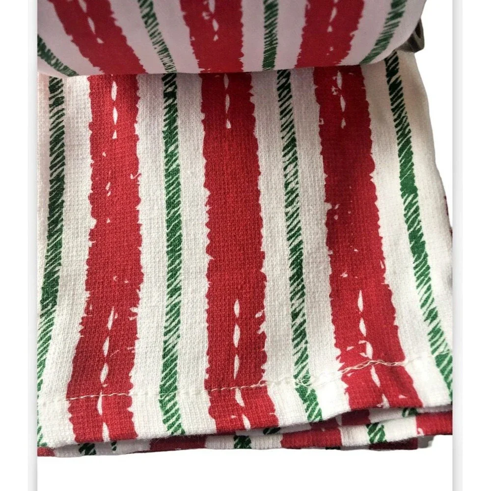 Christmas Cuisinart 2 Kitchen Dish Towels 2 Mini Oven Mitts Set of 4 Red Green